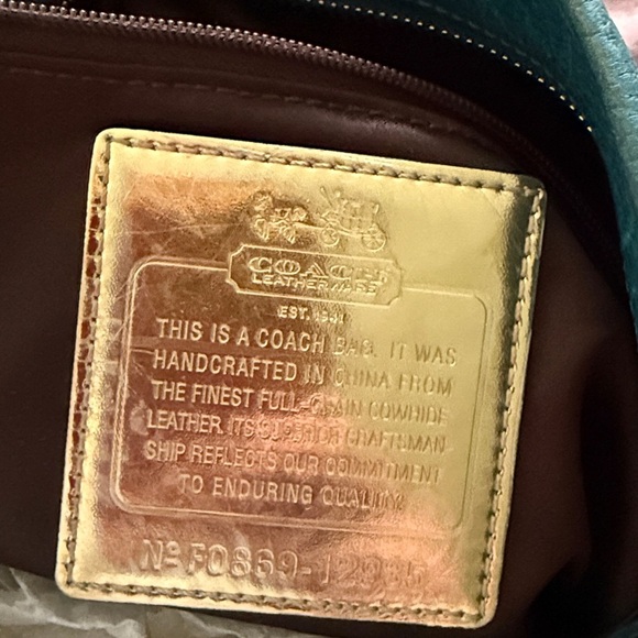 Coach Teal Leather Satchel - Picture 7 of 8